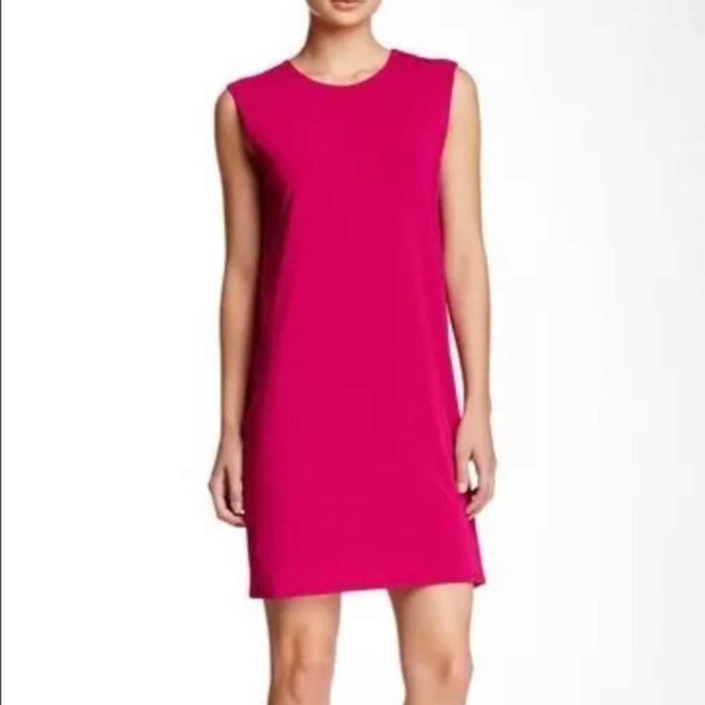 HELMUT LANG fuchsia pink sleeveless drop fold mini dress